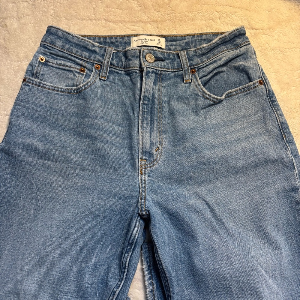 Abercrombie & Fitch Jeans Size 6 The Mom High-Rise Light Blue Curve Love Cotton - Picture 7 of 14